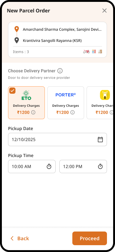 RailParcel booking site — drop screenshot